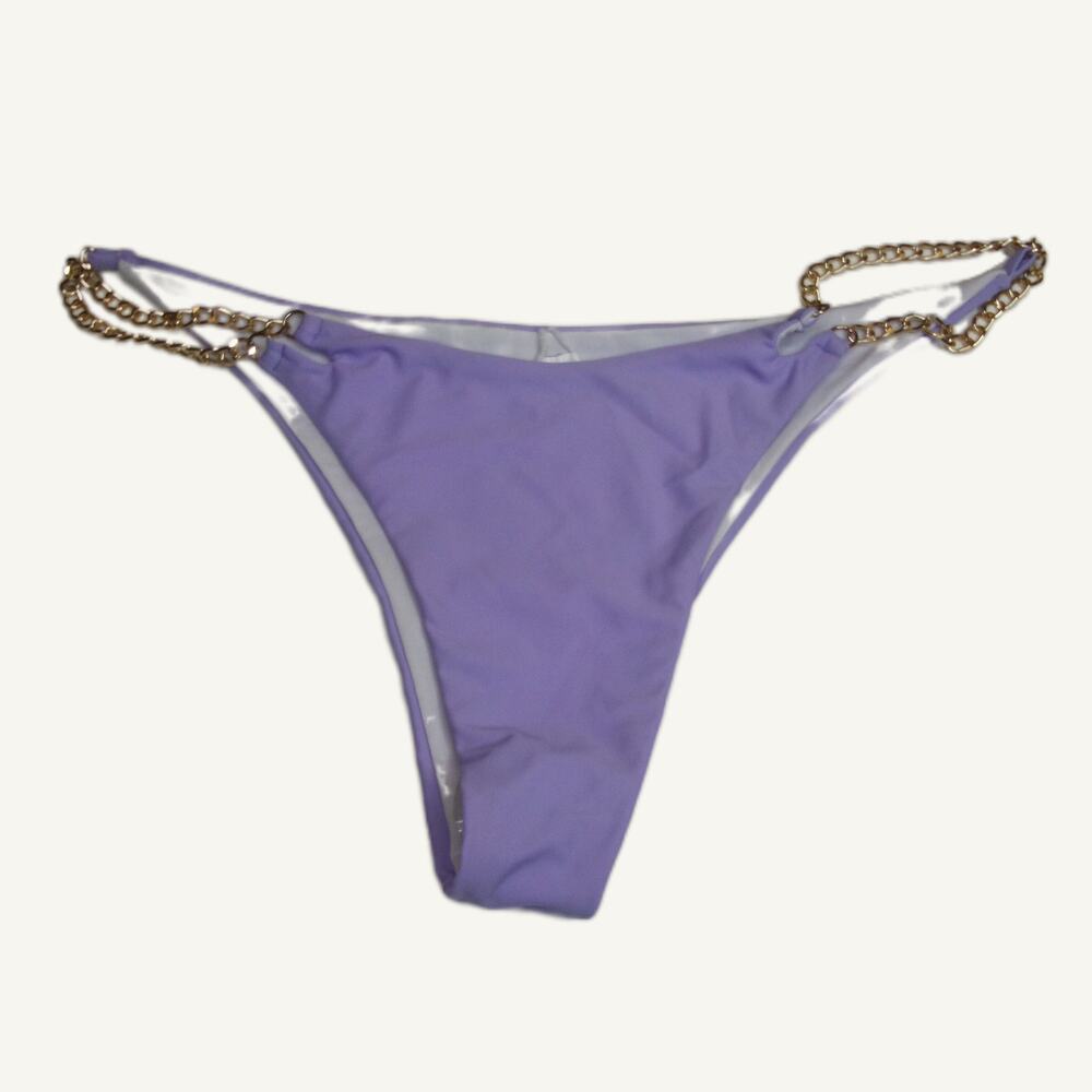 Purple Chain Detail Bikini Bottom - Size L - New Without Tags